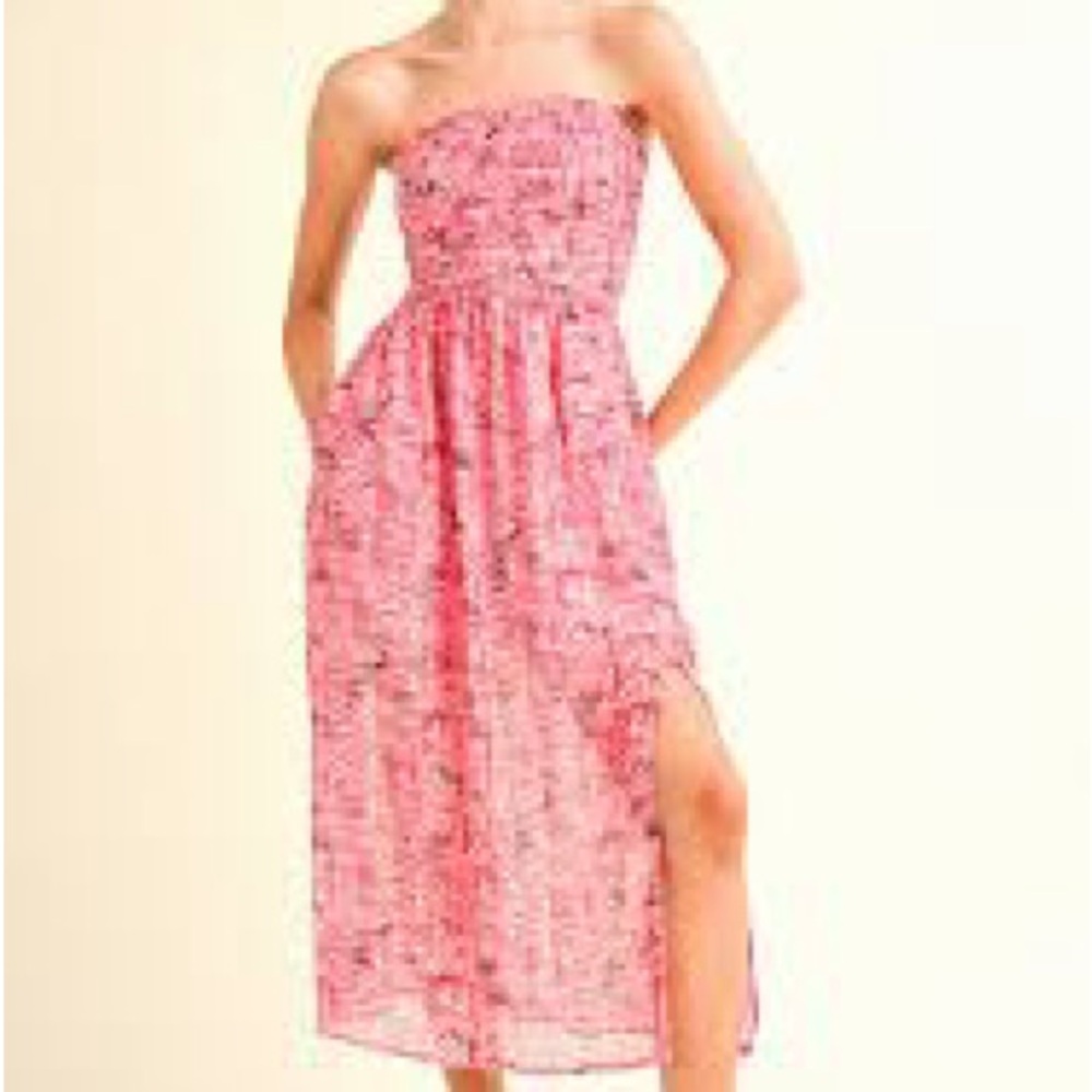 Reset by Jane - Sela - Pink Strapless Midi Dress